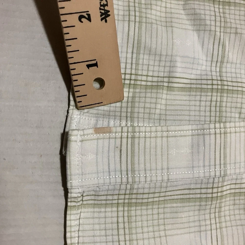 Banana Republic Mens Short Sleeve Linen Blend Plaid‎ Up Down Shirt Size Large